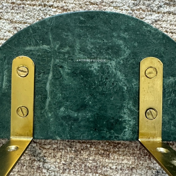 Anthropologie Green/Gold Marble Demi Crescent Wall Shelf - Picture 5 of 7